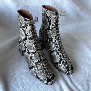 BY FAR Becca Lace-Up Leather Ankle Boots